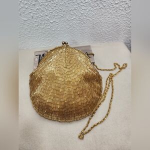 Gold Textured Clutch with Chain Strap